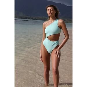 New Free People x Beach Riot Celine Ribbed One-Piece Swimsuit $148 SMALL Mint